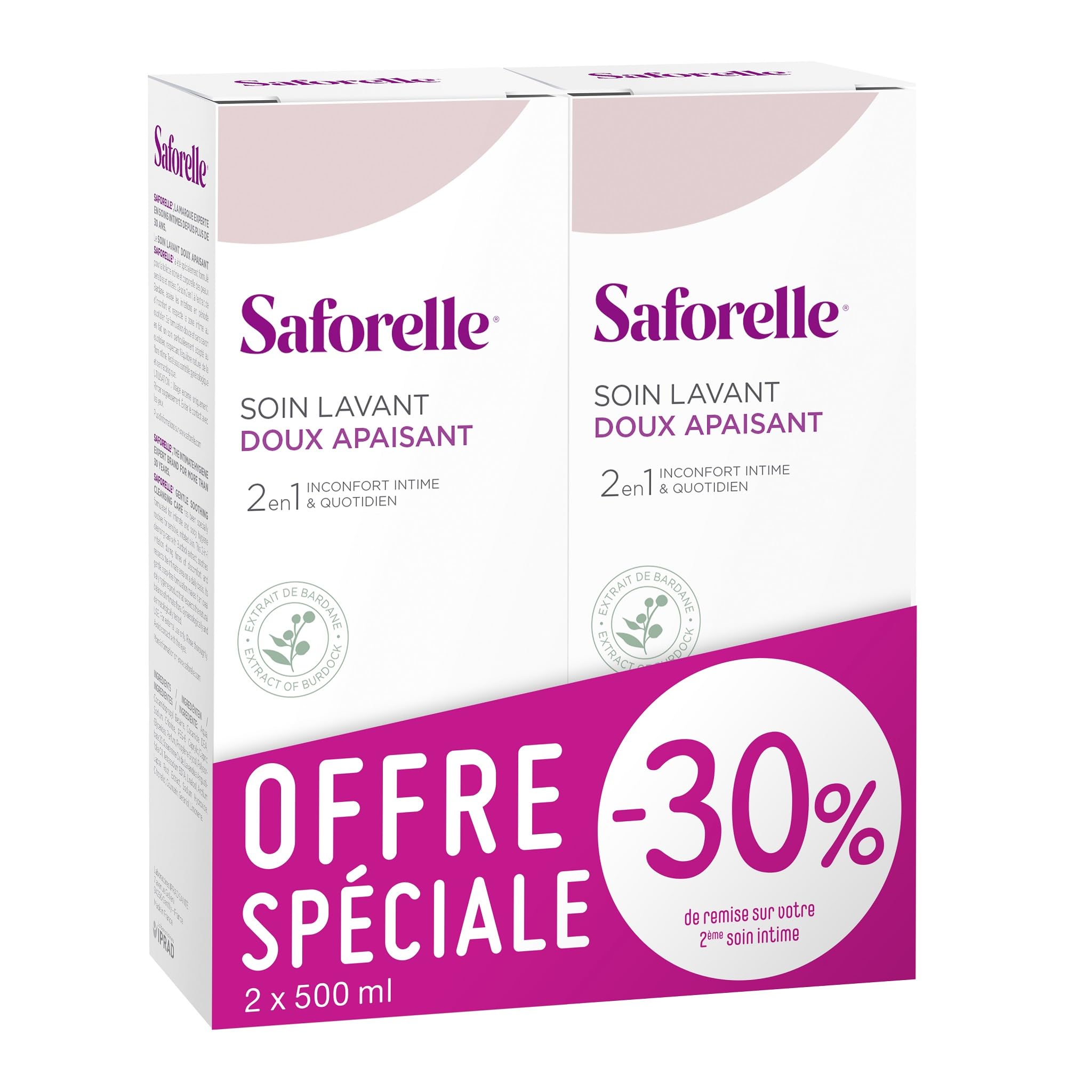 Saforelle Gentle Cleansing Care bottle front supports gentle daily intimate hygiene.