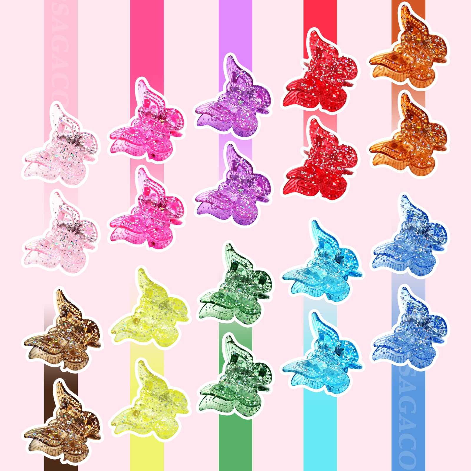 Sagaco butterfly hair clips 90s y2k design closeup enhances retro vibe and everyday wear.
