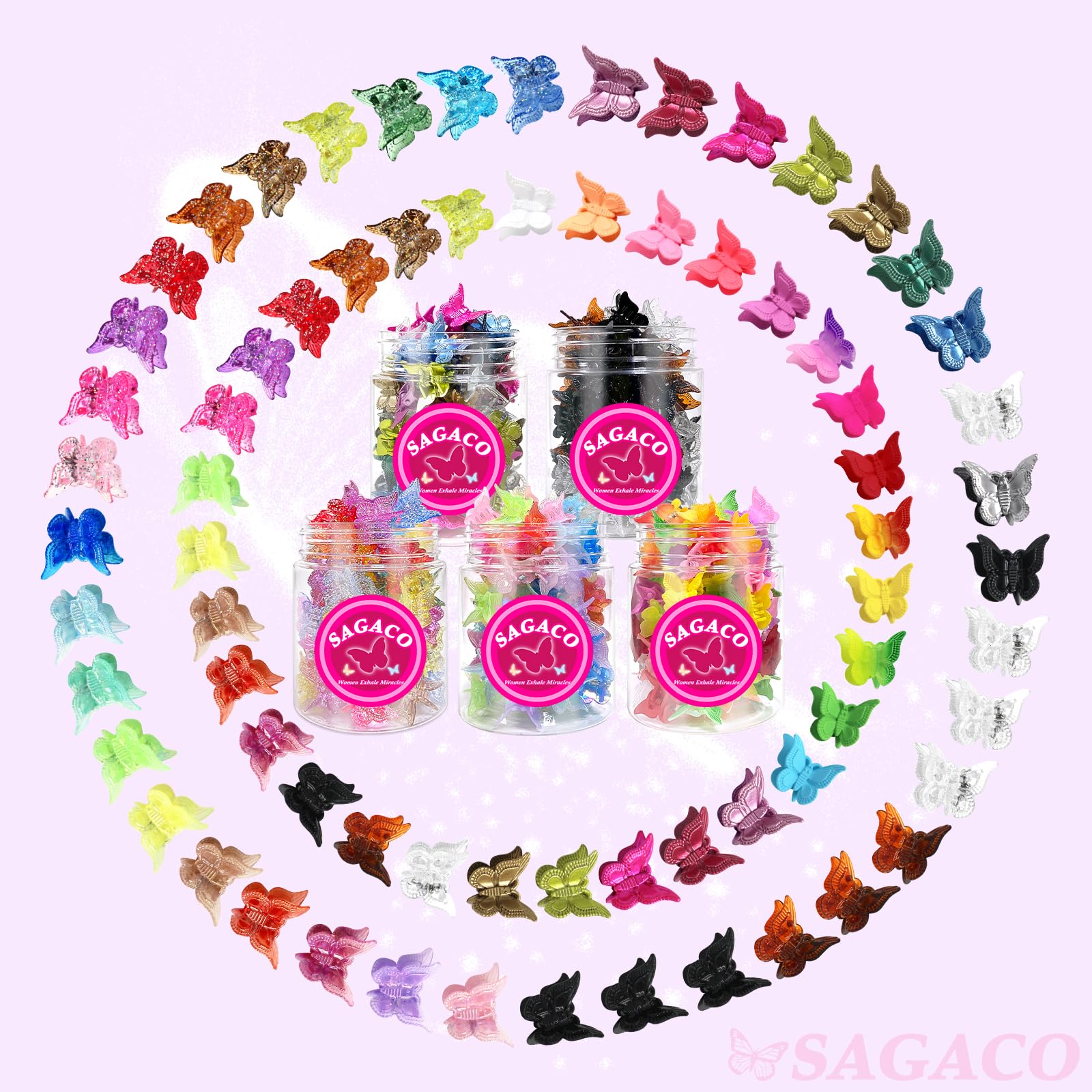 Sagaco butterfly hair clip collection closeup suitable for kids to women.