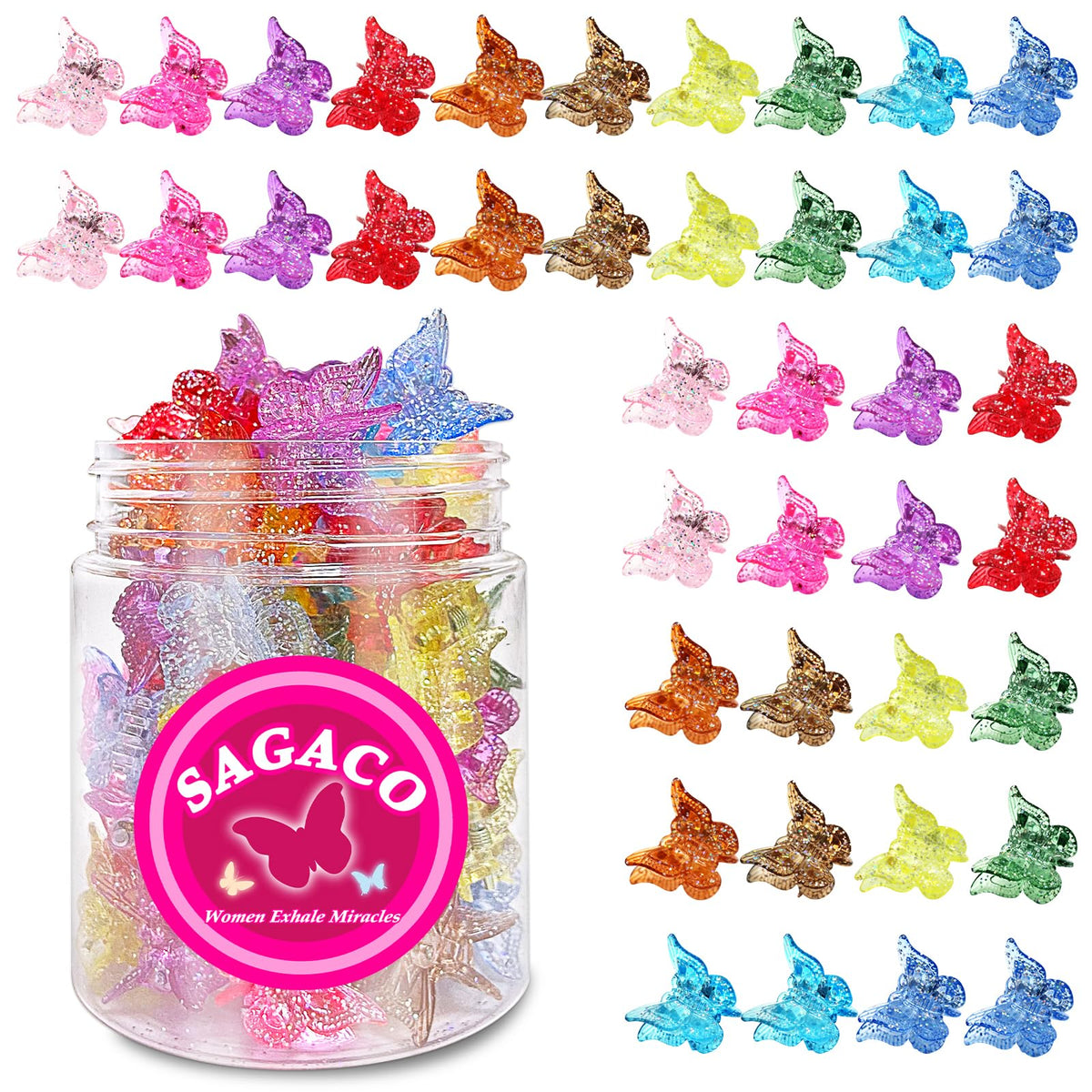 Sagaco butterfly hair clip sparkly glitter closeup for stylish festival looks and secure grip.