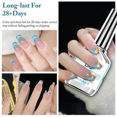 SAGEBIO glitter holographic finish adds shimmering depth to nails.