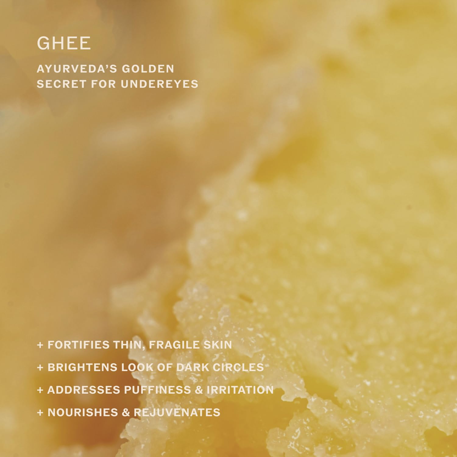 Sahajan Ghee close-up demonstrates deep hydration from traditional Ayurvedic ghee.