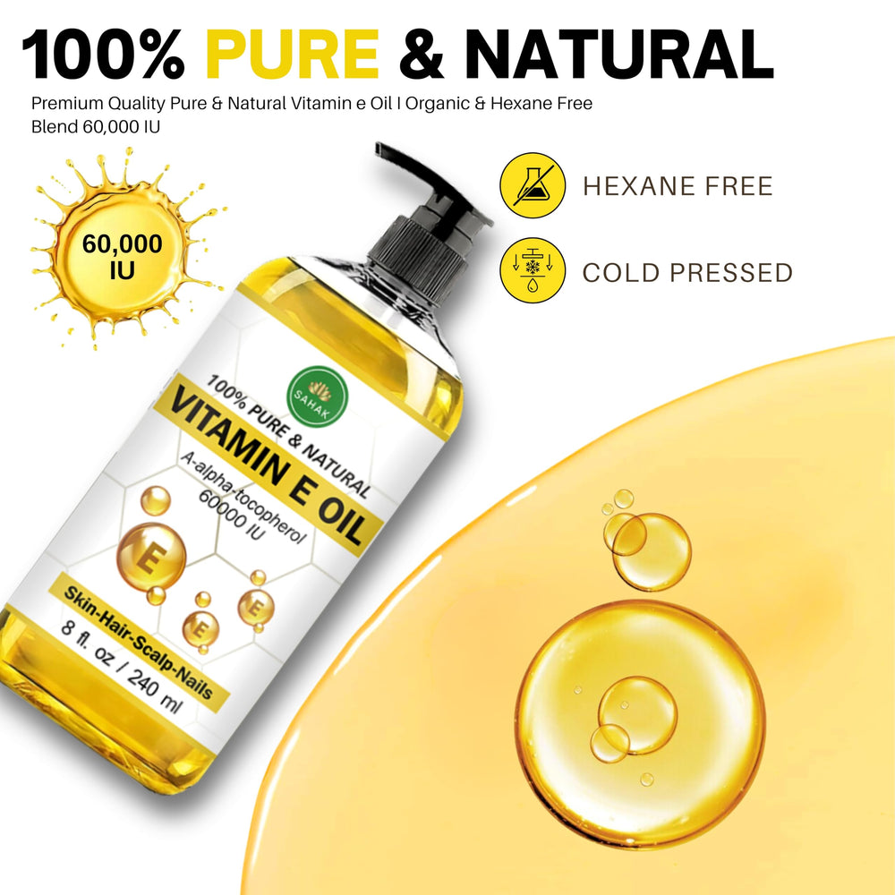 SAHAK Vitamin E Oil bottle with almond and jojoba oils for conditioning