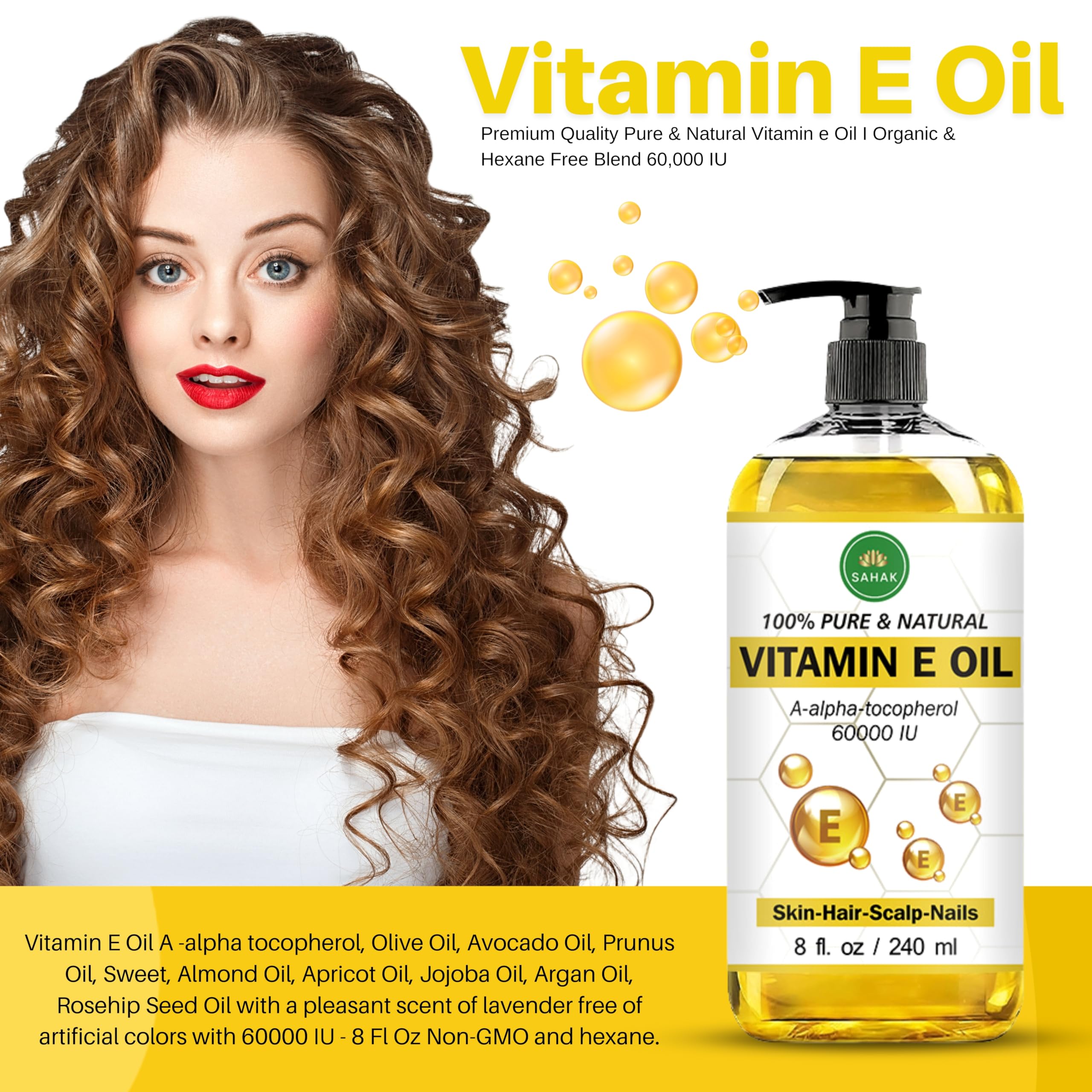 SAHAK Vitamin E Oil for hair shine and nail care