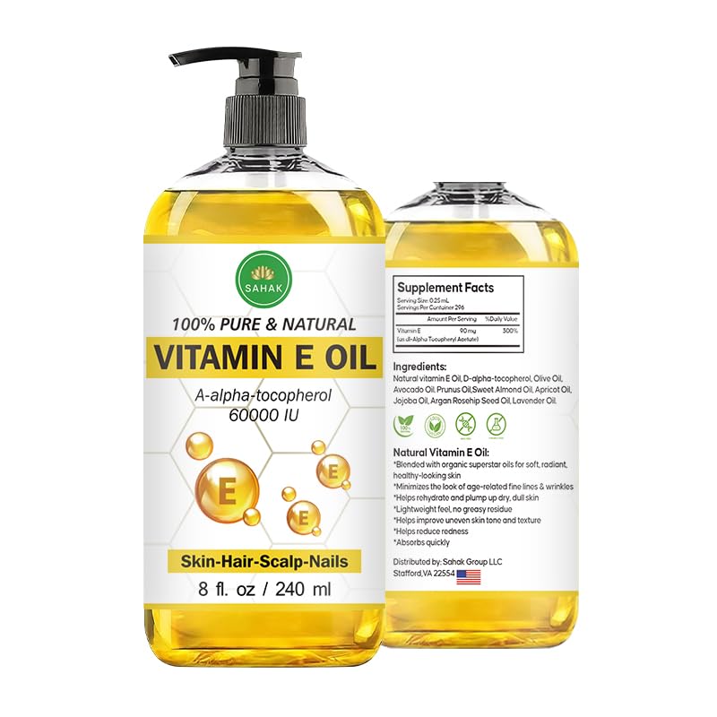 SAHAK Vitamin E Oil on vanity for daily application