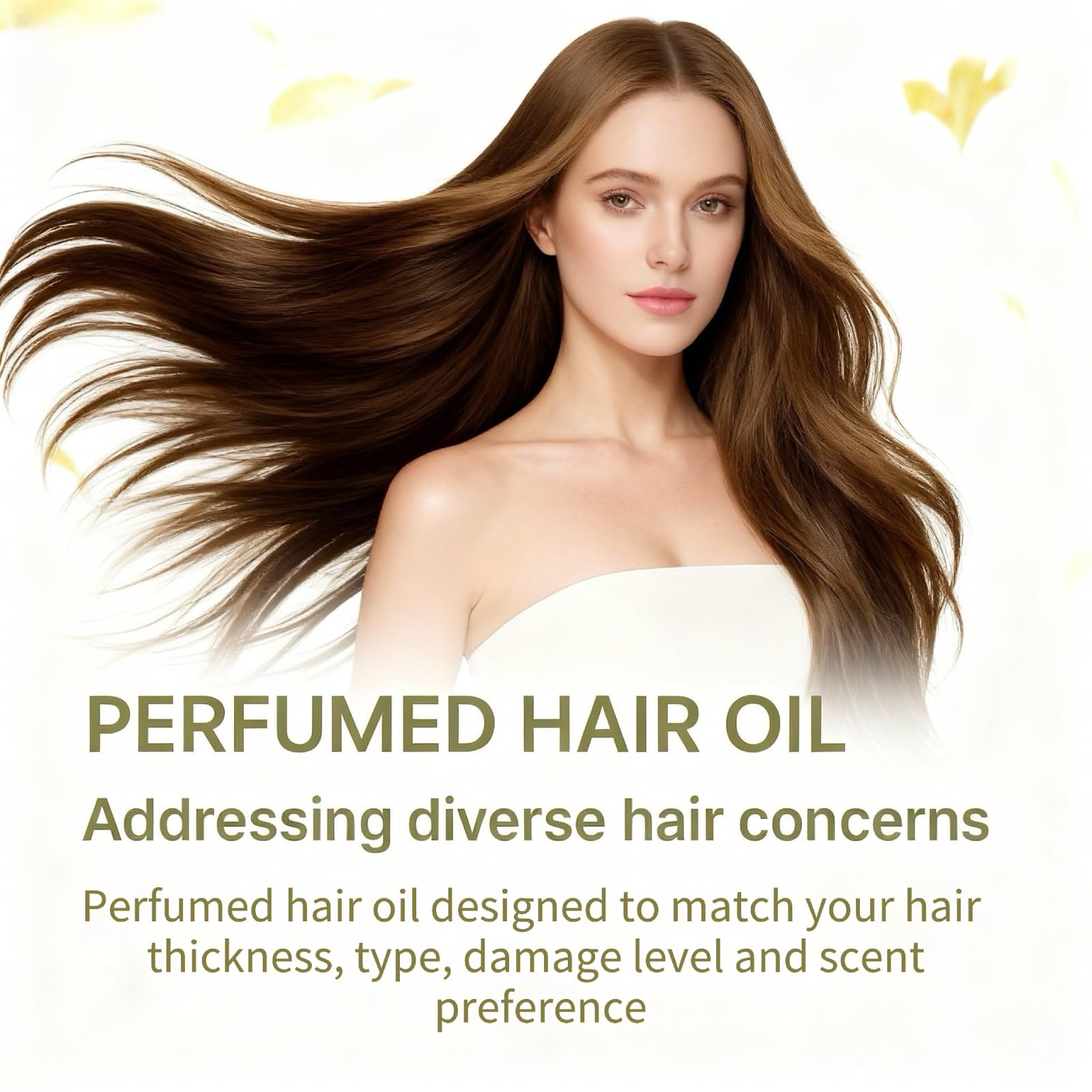 SAHIPUB Hair Oil Perfume damaged-hair gloss scene suggests repair and shine.