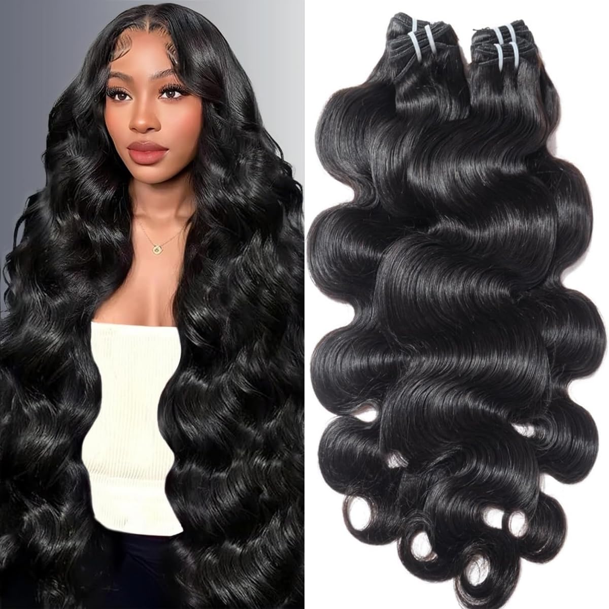 Saiclout 12A body wave bundles 18-inch package showing ready-to-install extensions for easy styling.