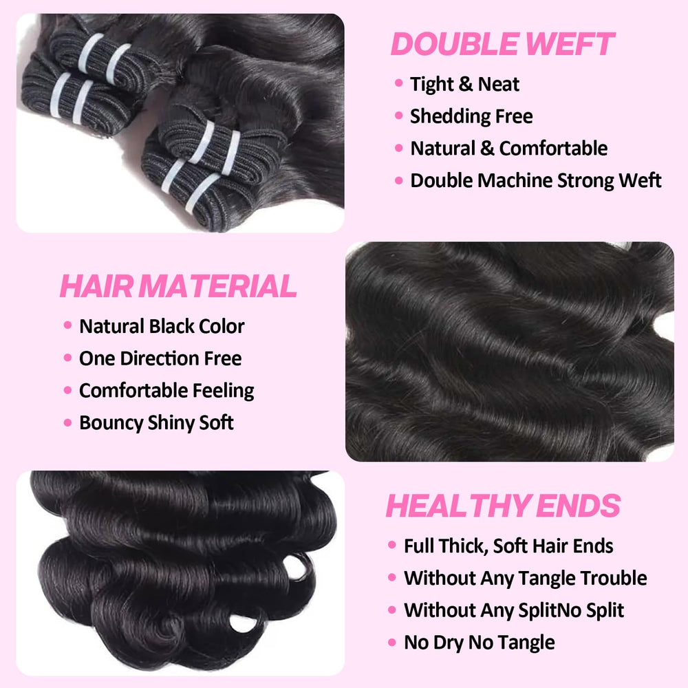 Saiclout Brazilian virgin hair 24-inch bundle closeup displaying natural luster and strength.