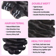 Saiclout Brazilian virgin hair 24-inch bundle closeup displaying natural luster and strength.