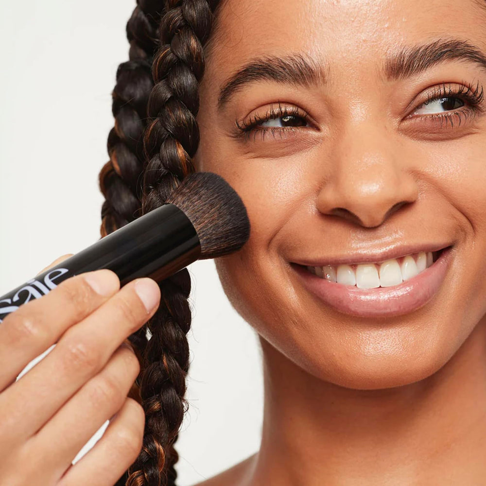Saie Base Foundation Brush cruelty-free synthetic bristles for ethical makeup application.