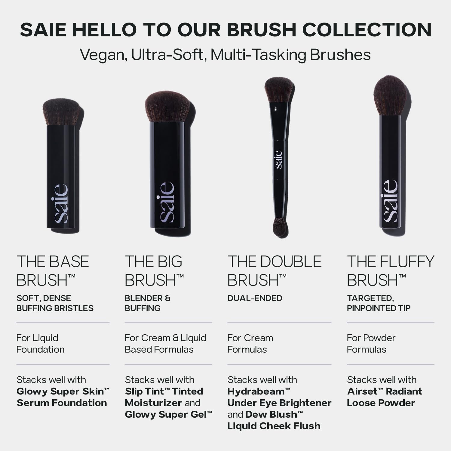 Saie The Big Liquid Foundation Brush achieves seamless finish on cheeks and nose bridge