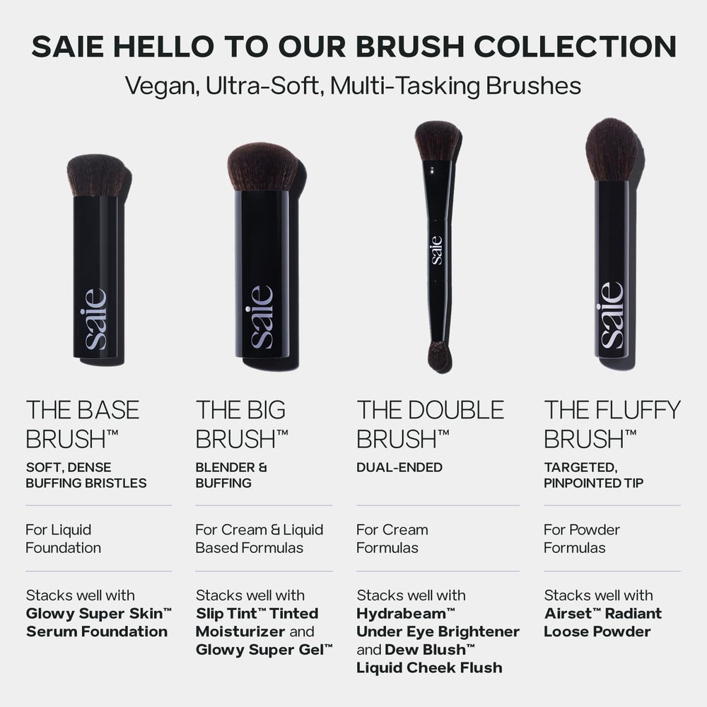 Saie The Big Liquid Foundation Brush achieves seamless finish on cheeks and nose bridge