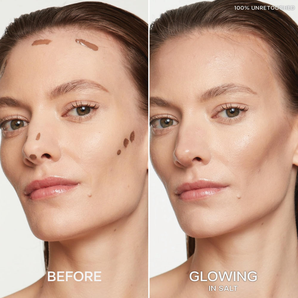 Saie Dew Bronze on cheek for warm, natural glow and gentle contour