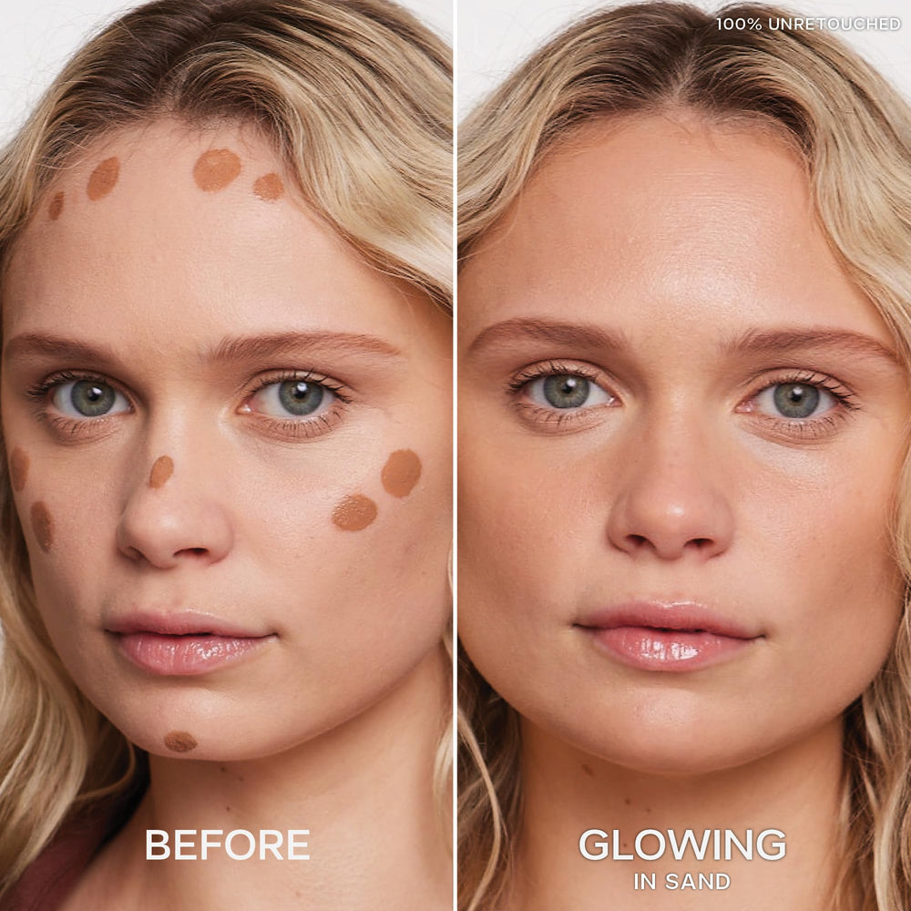 Saie Dew Bronze on the cheekbone delivers a dewy natural glow.