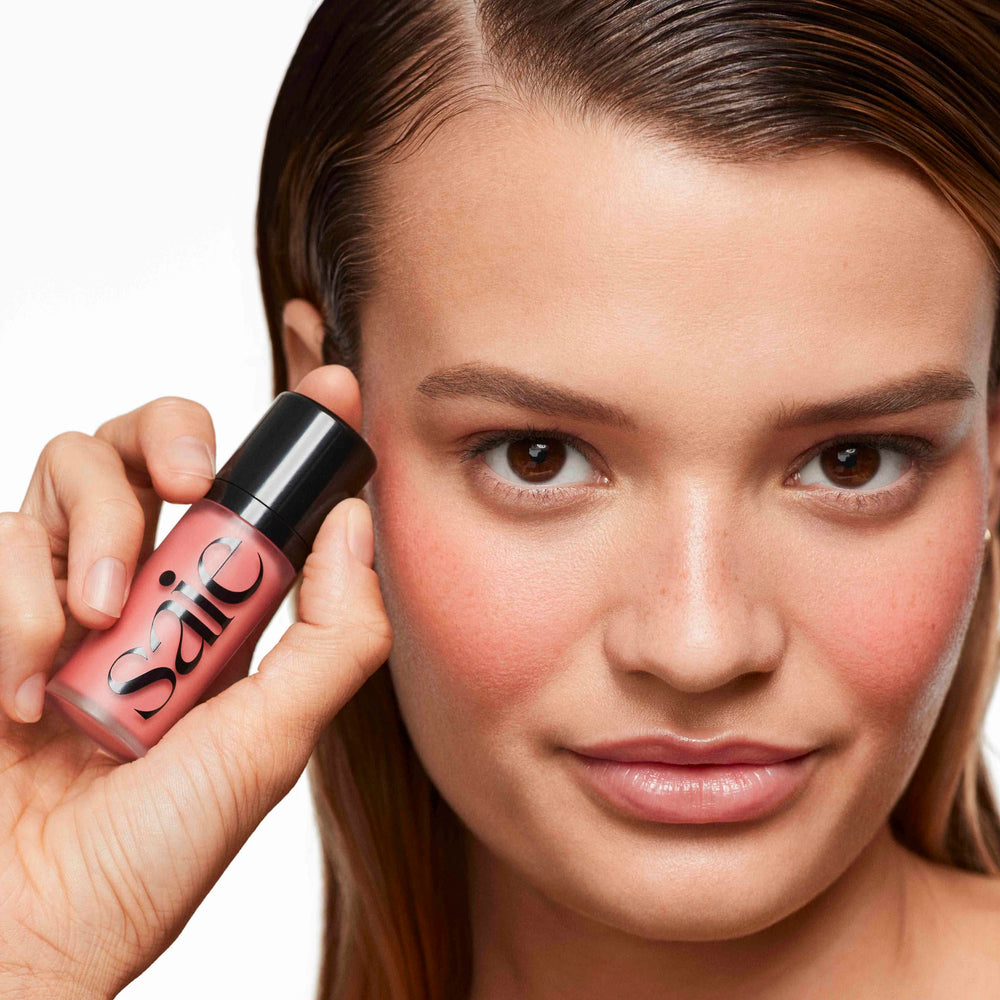 Saie Dew Liquid Blush buildable coverage from sheer to deeper