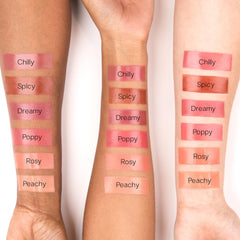 Saie Dew Liquid Blush packaging-tube closeup highlights easy-to-use doe-foot applicator.