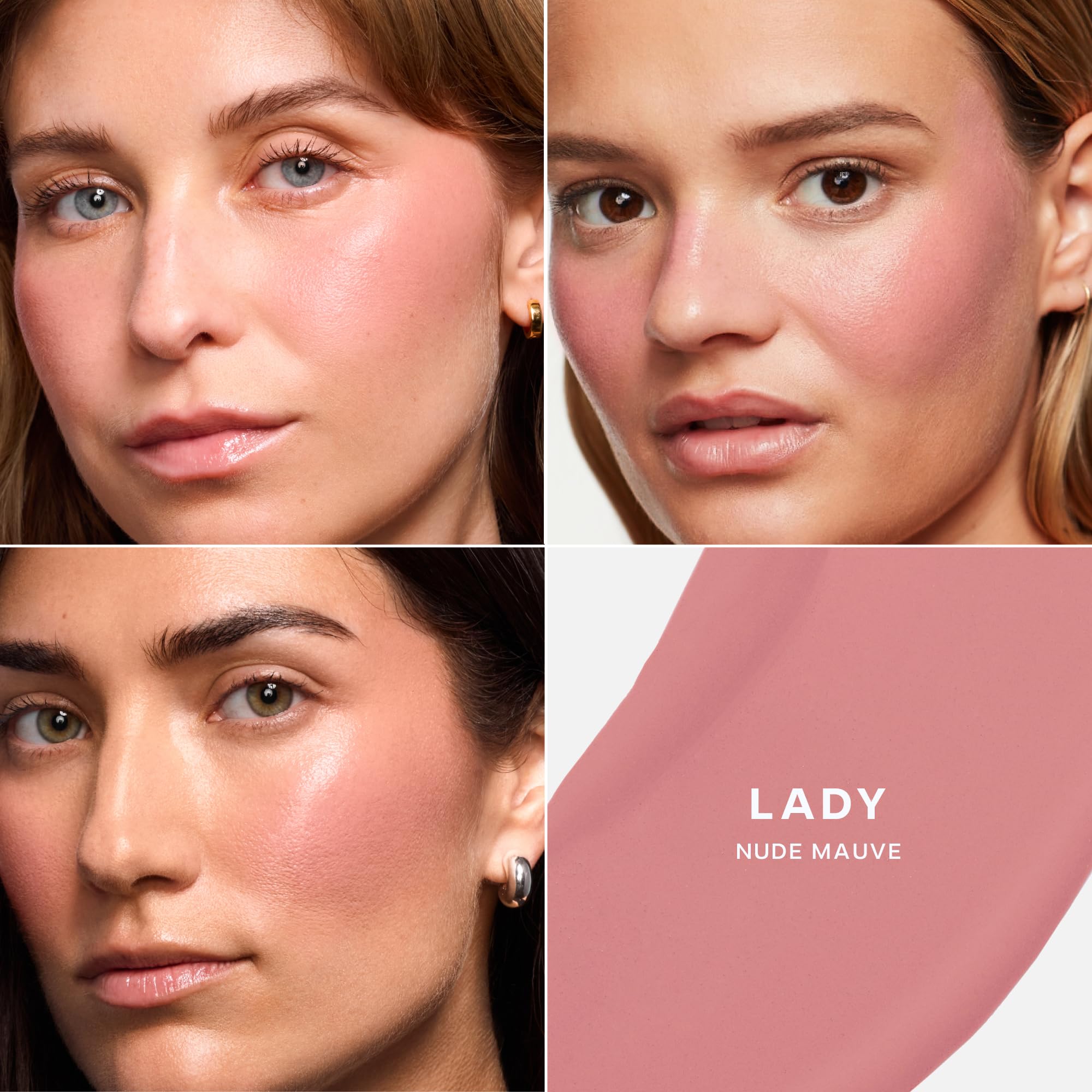 Saie Dew Liquid Blush swirl-blend-on-cheeks creates a seamless, buildable glow.