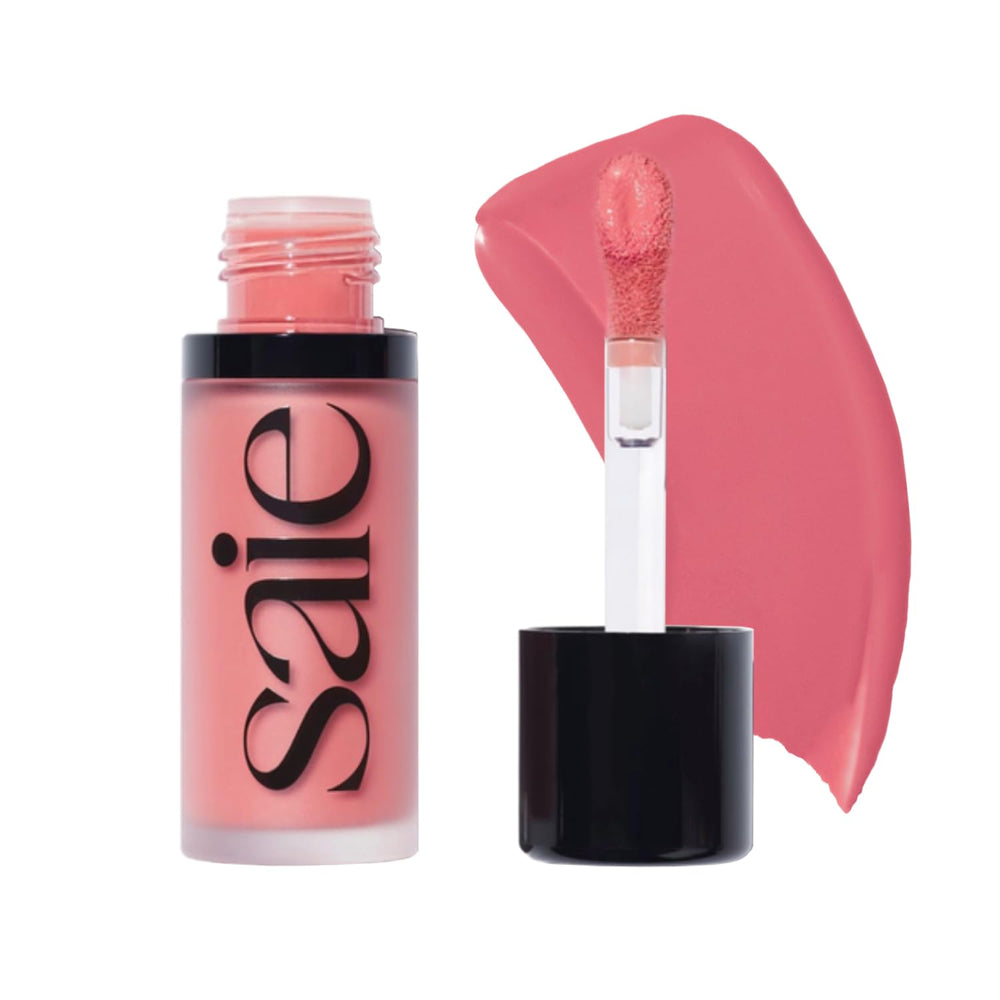 Saie Dew Liquid Blush wand application for seamless color on skin