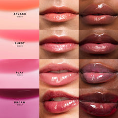 Ultra-glossy close-up of GlossyBounce on lips with radiant shine.
