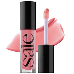Saie Glossybounce Disco bottle showcases ultra-shiny, non-sticky lip gloss-oil hybrid for hydrated lips.