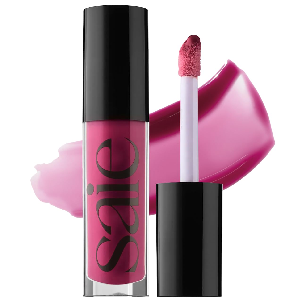 Saie Glossybounce Dream packaging close-up showing sleek tube and glossy finish.