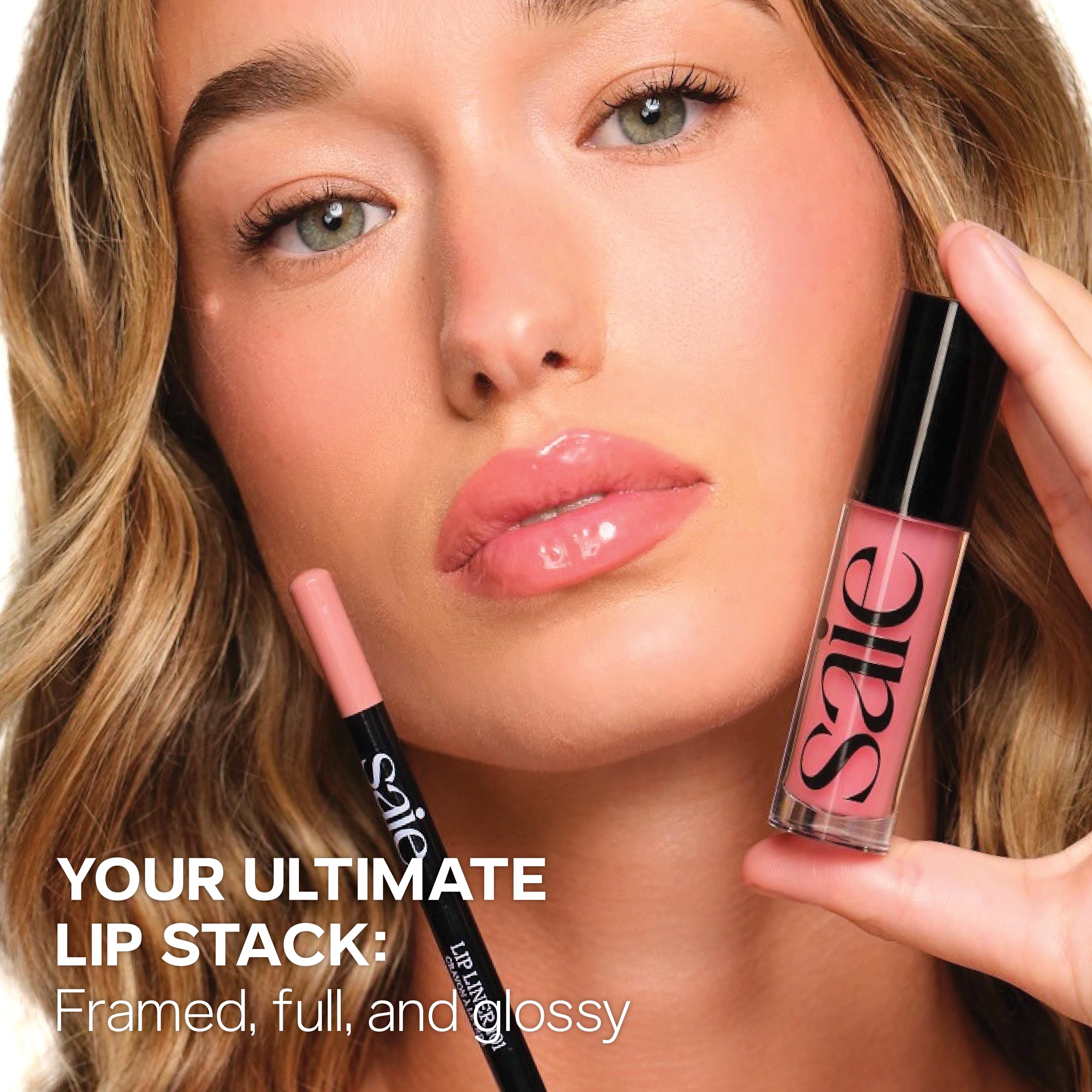 Ingredients highlight hyaluronic acid and jojoba oil for hydration on lips.