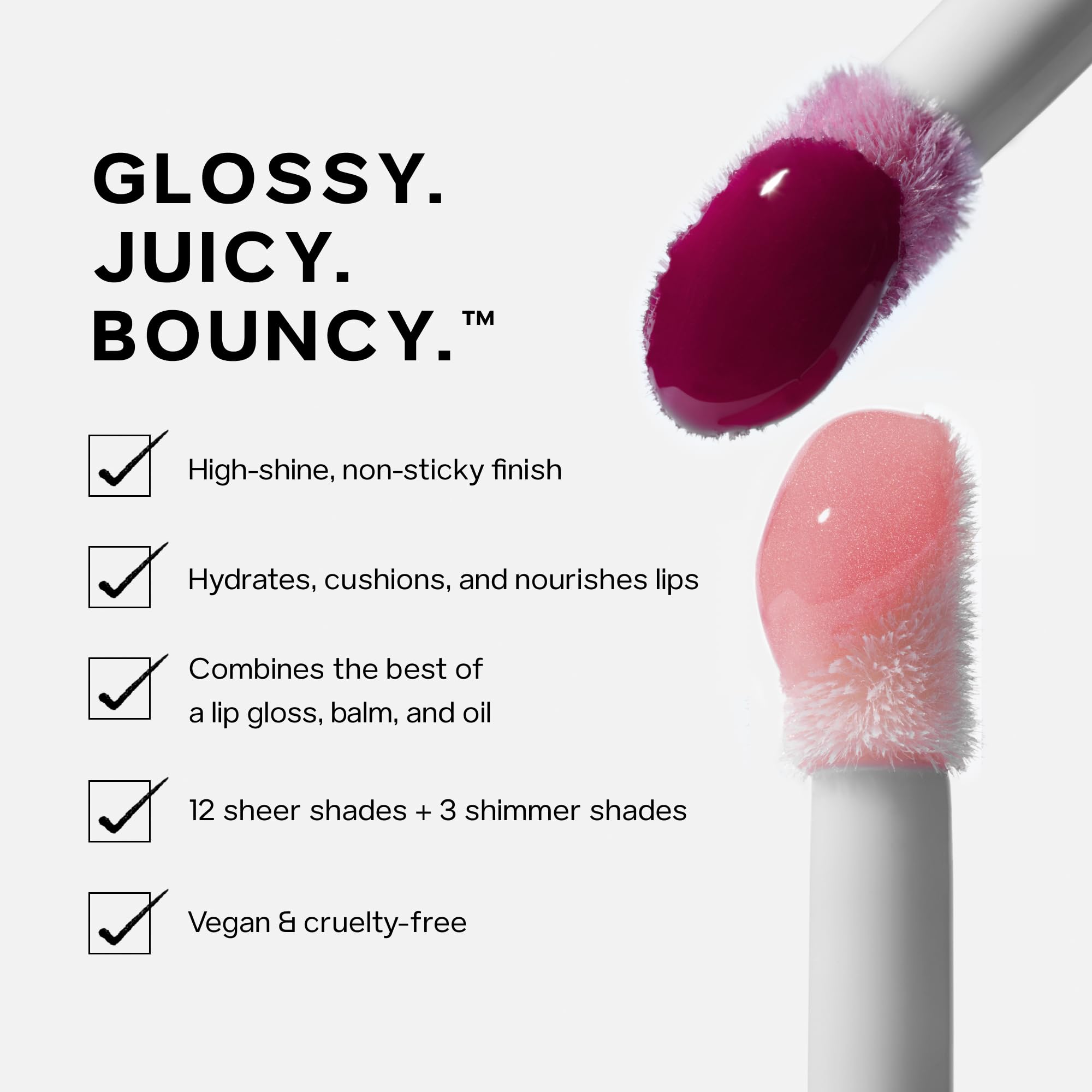 Demonstration of layering GlossyBounce over lipstick for enhanced glow.
