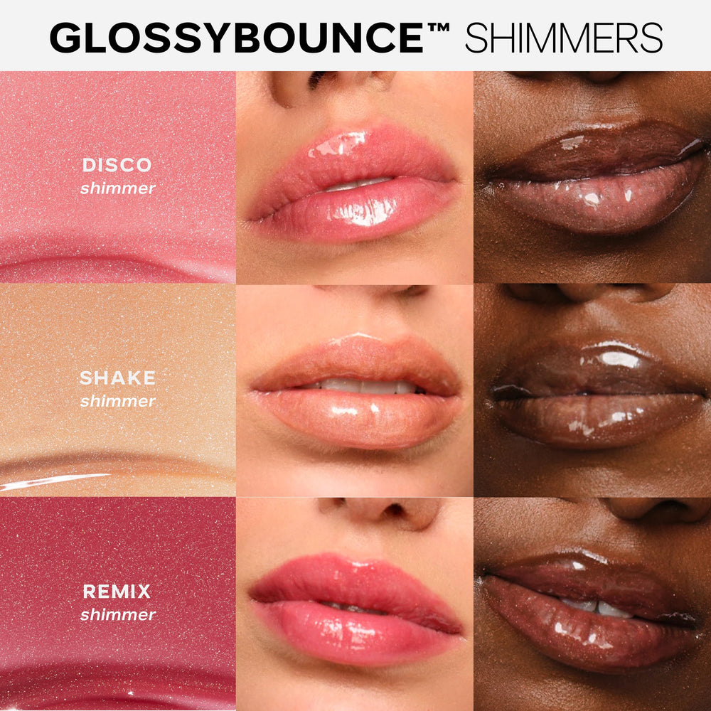 Product packaging image highlighting Saie Glossybounce vegan, cruelty-free lip makeup.