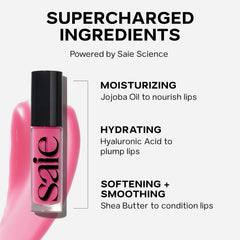 Saie Glossybounce arm swatch demonstrates buildable pigment with hydrating feel