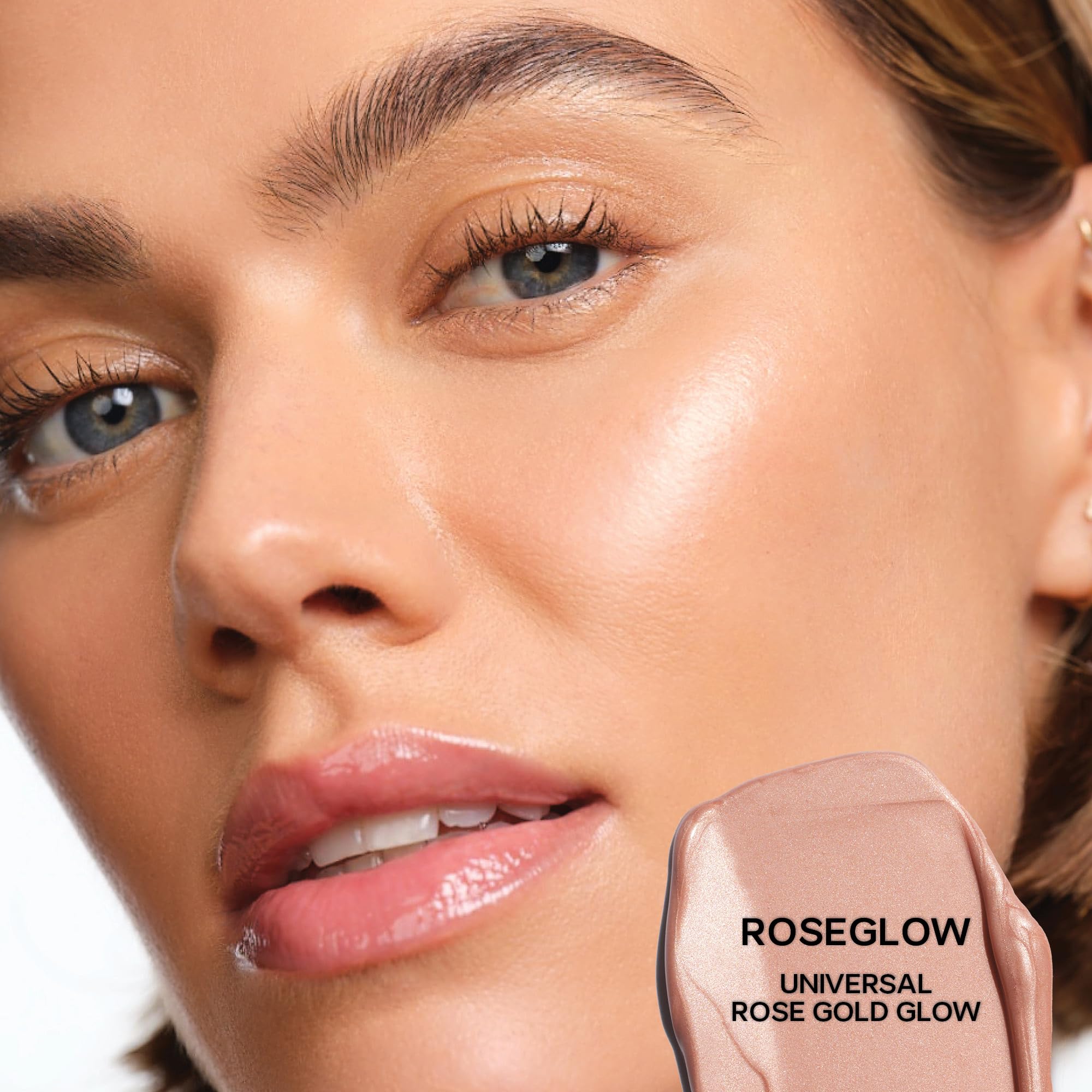 Saie Glowy Super Gel dispensing drop highlights luminous texture for blending.