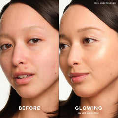 Saie Glowy Super Gel mixed with foundation for luminous coverage
