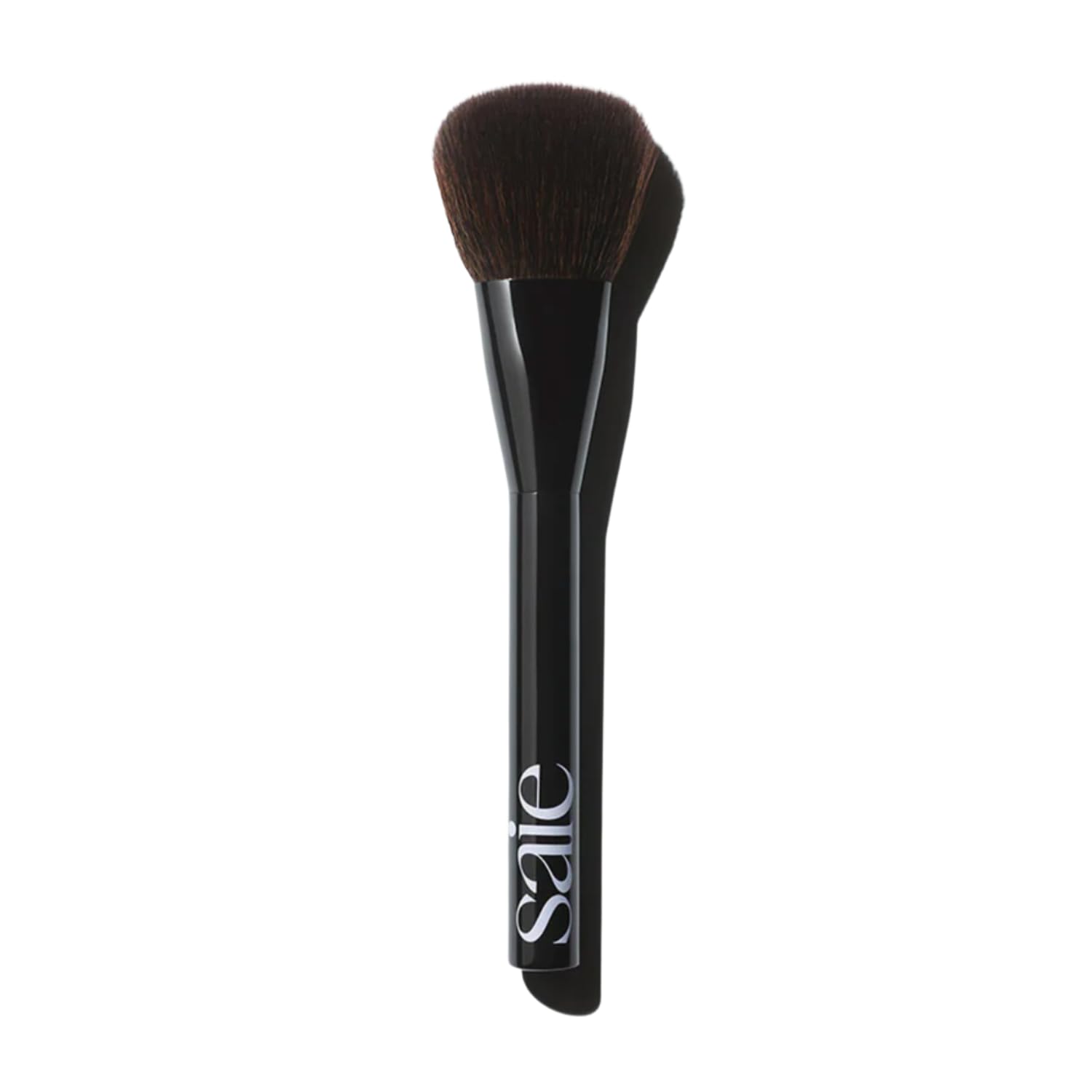 Saie Powder Blush Brush closeup shows ultra-soft bristles for precise, diffused color
