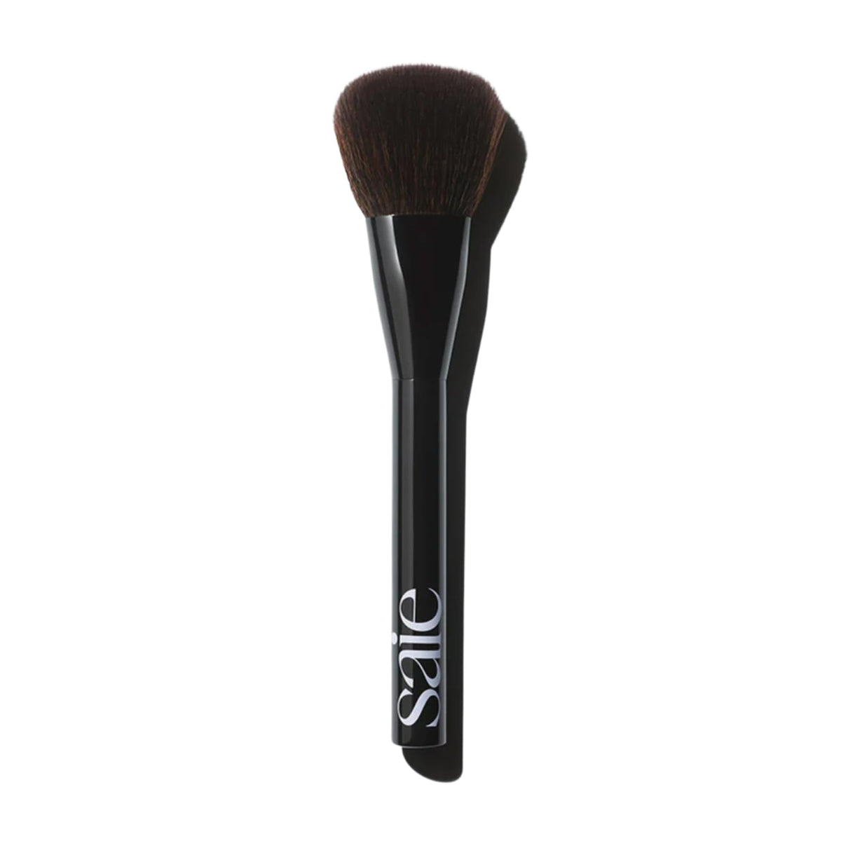 Saie Powder Blush Brush closeup shows ultra-soft bristles for precise, diffused color