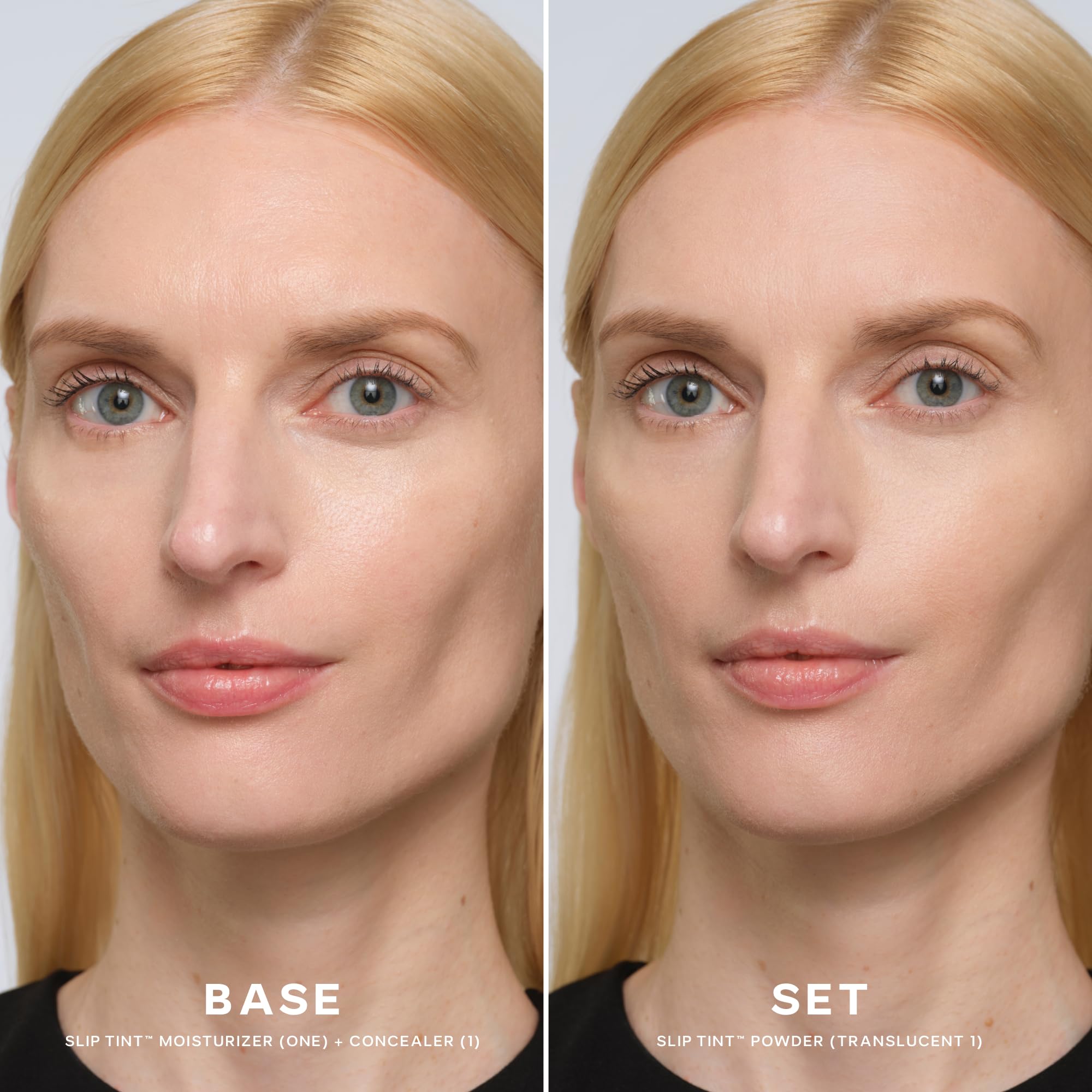 Saie Slip Tint Baked Setting Powder swirled with brush for even application