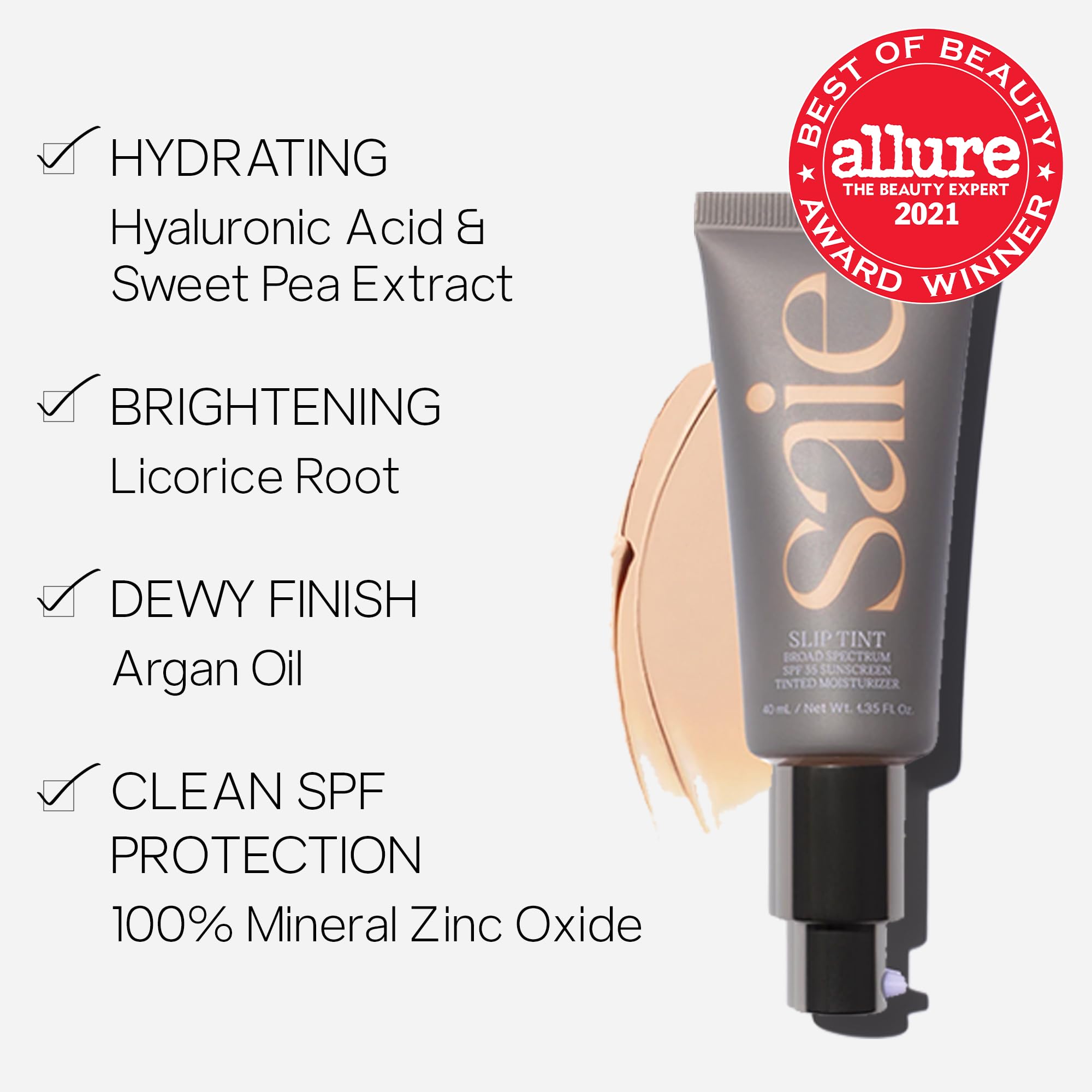 Saie Slip Tint Shade Three + Half swirled on skin for natural finish