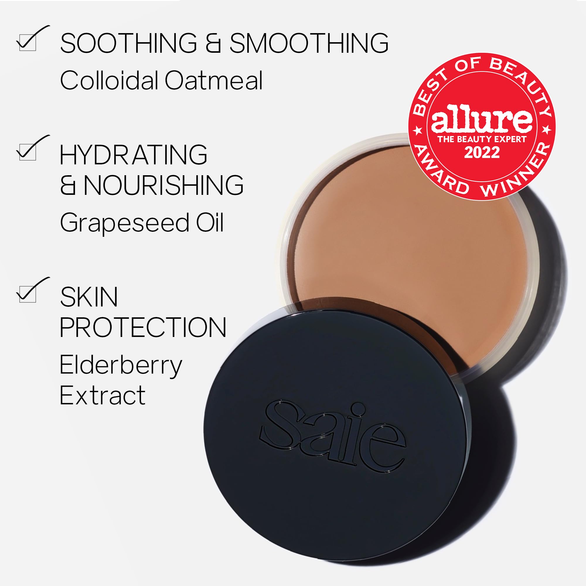 Saie Sun Melt Cream Bronzer application brush demonstrating easy buildable coverage