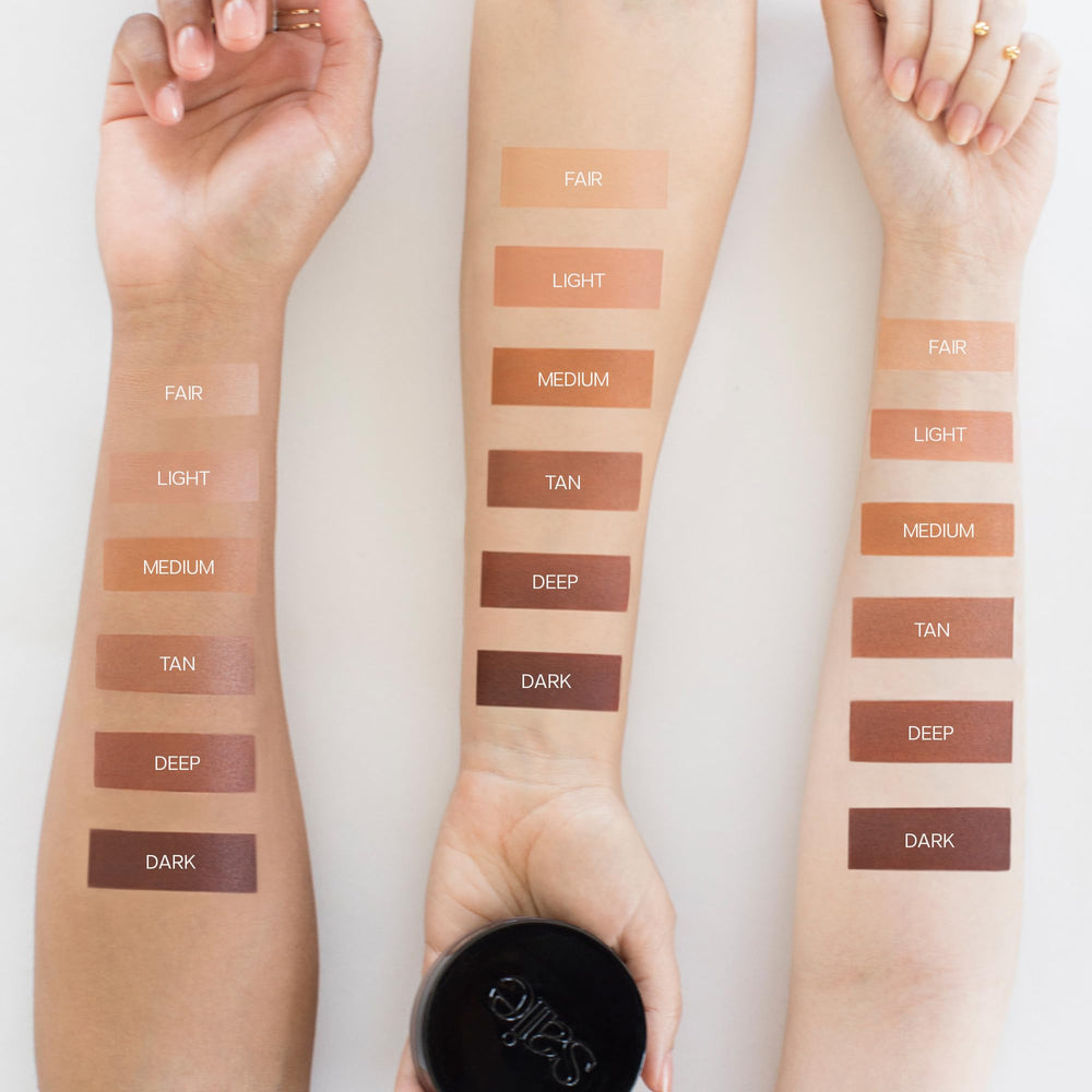 Saie Sun Melt medium bronze shade on skin for balanced warmth.