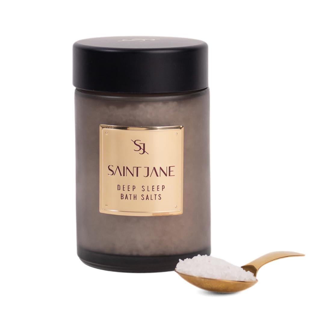 SAINT JANE Deep Sleep Bath Salts jar front view for a soothing evening routine.