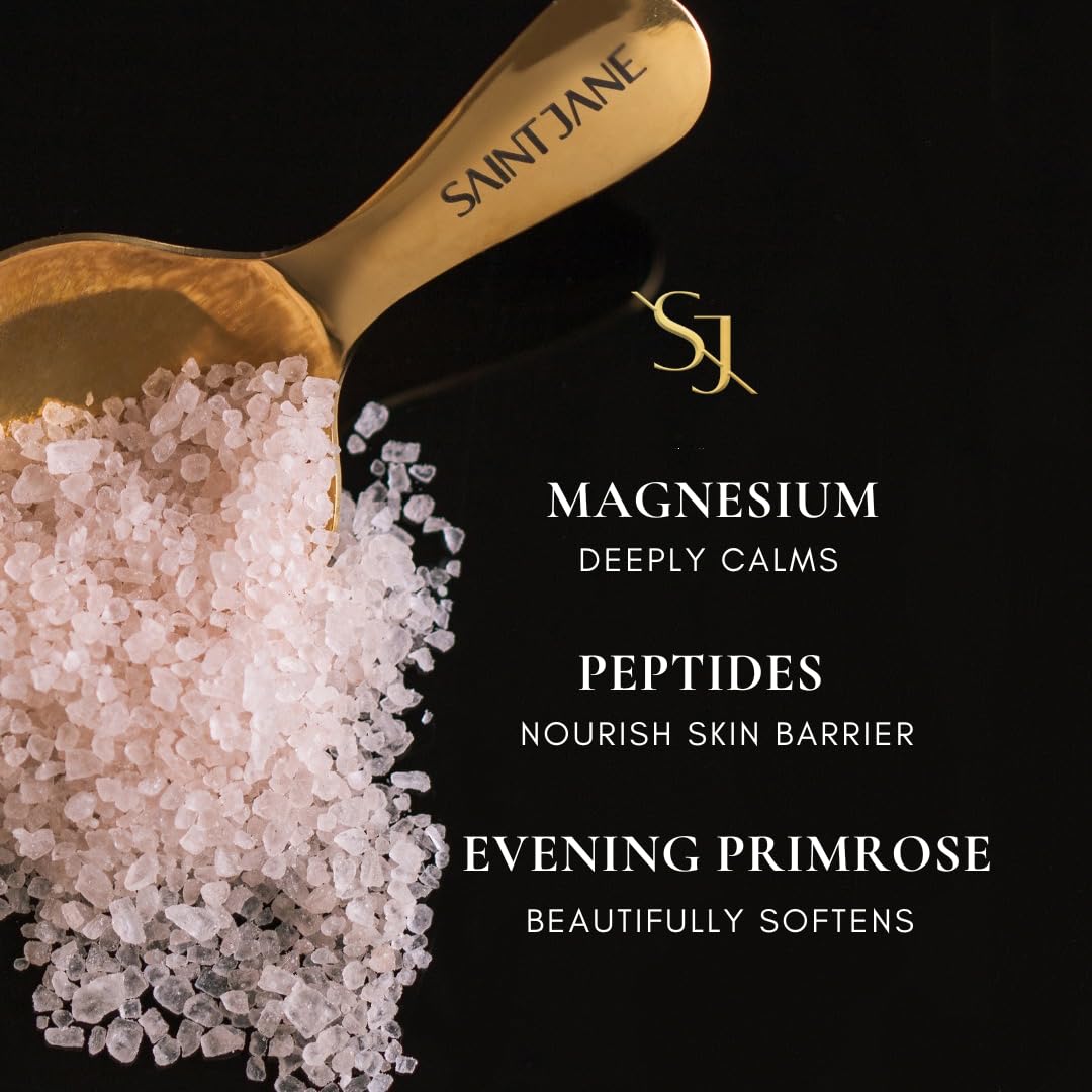 SAINT JANE Deep Sleep Bath Salts texture closeup to highlight exfoliating feel.