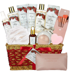 Saint Roy 21pc spa gift basket front view, ideal for gifting and at-home spa rituals