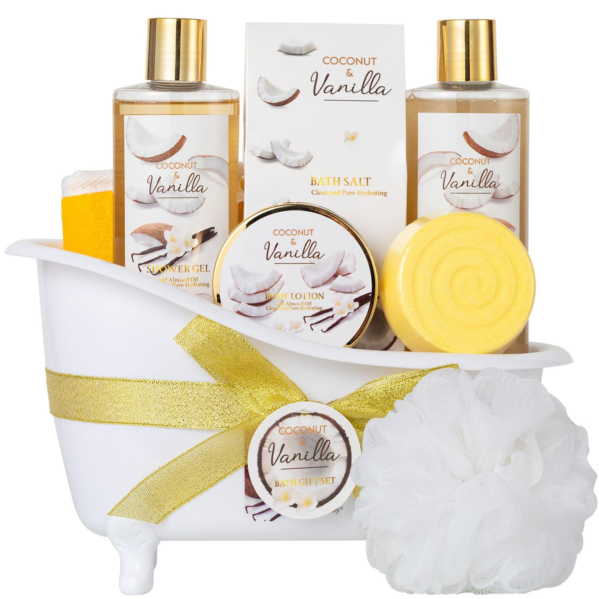 Saint Roy 8-piece bath gift basket with spa-friendly essentials for at-home pampering.
