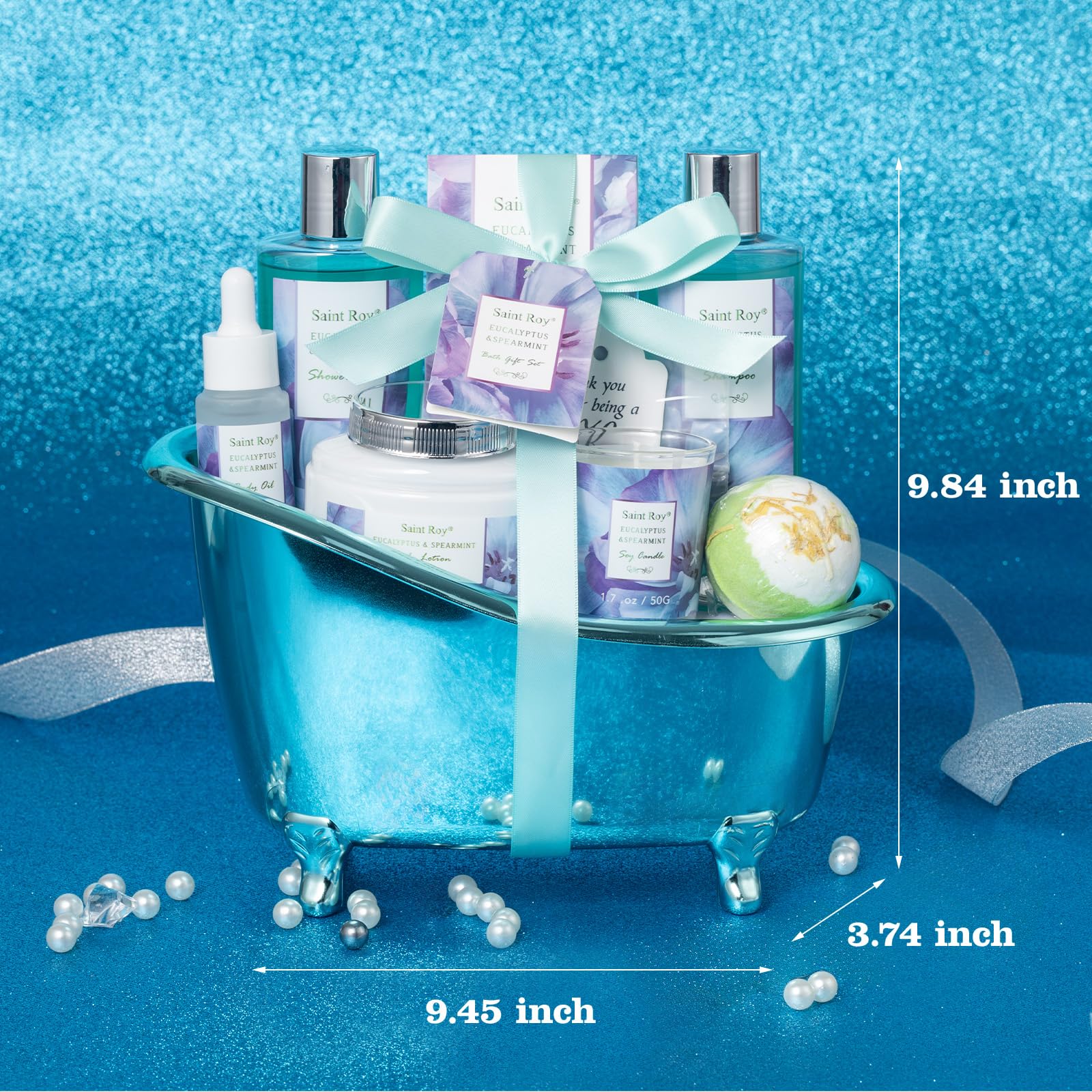 Saint Roy Eucalyptus Mint gift basket packaging is ready for giving