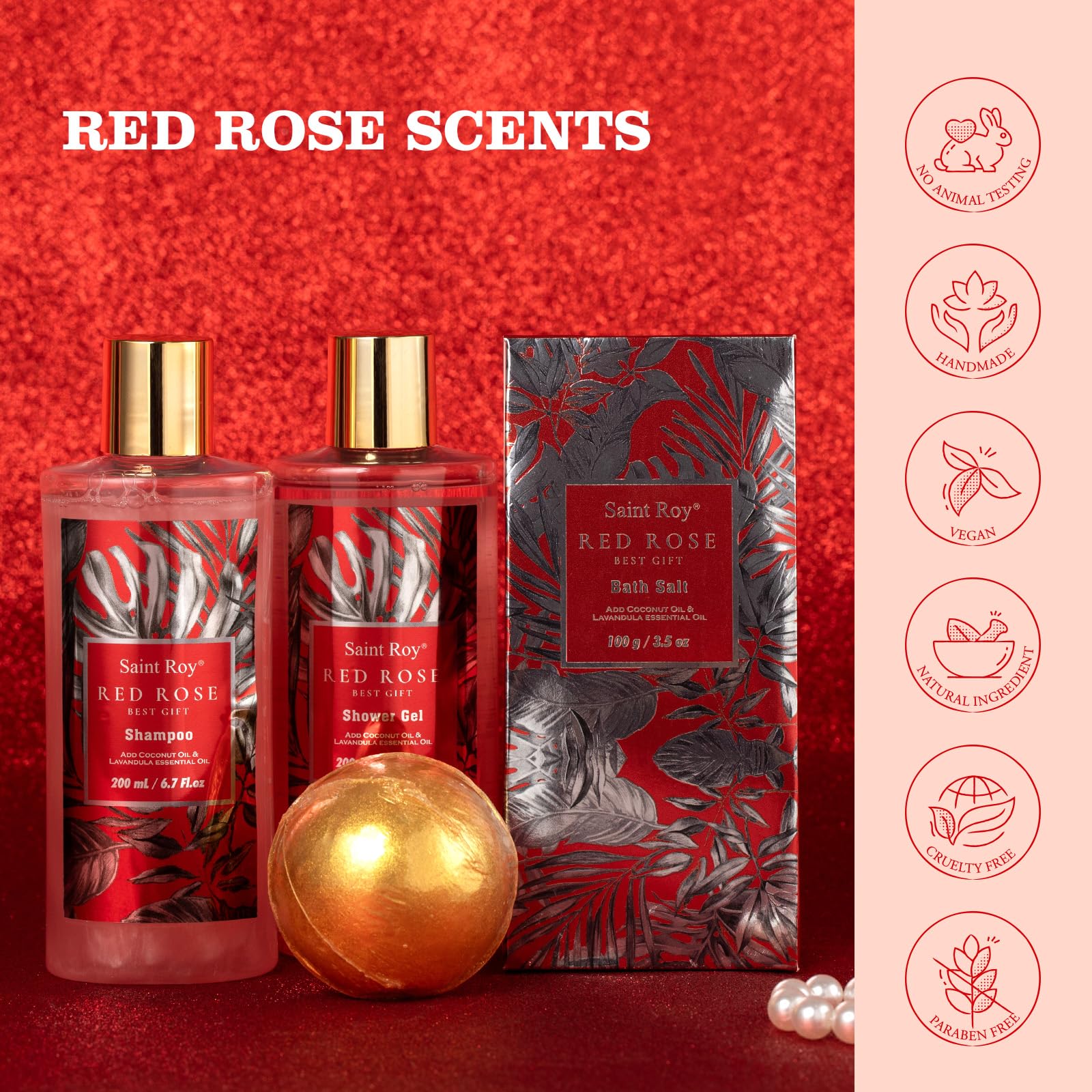 Saint Roy soy candle with rose scent for ambient relaxation