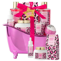 Saint Roy Sweet Berry spa basket front view for at-home spa experience
