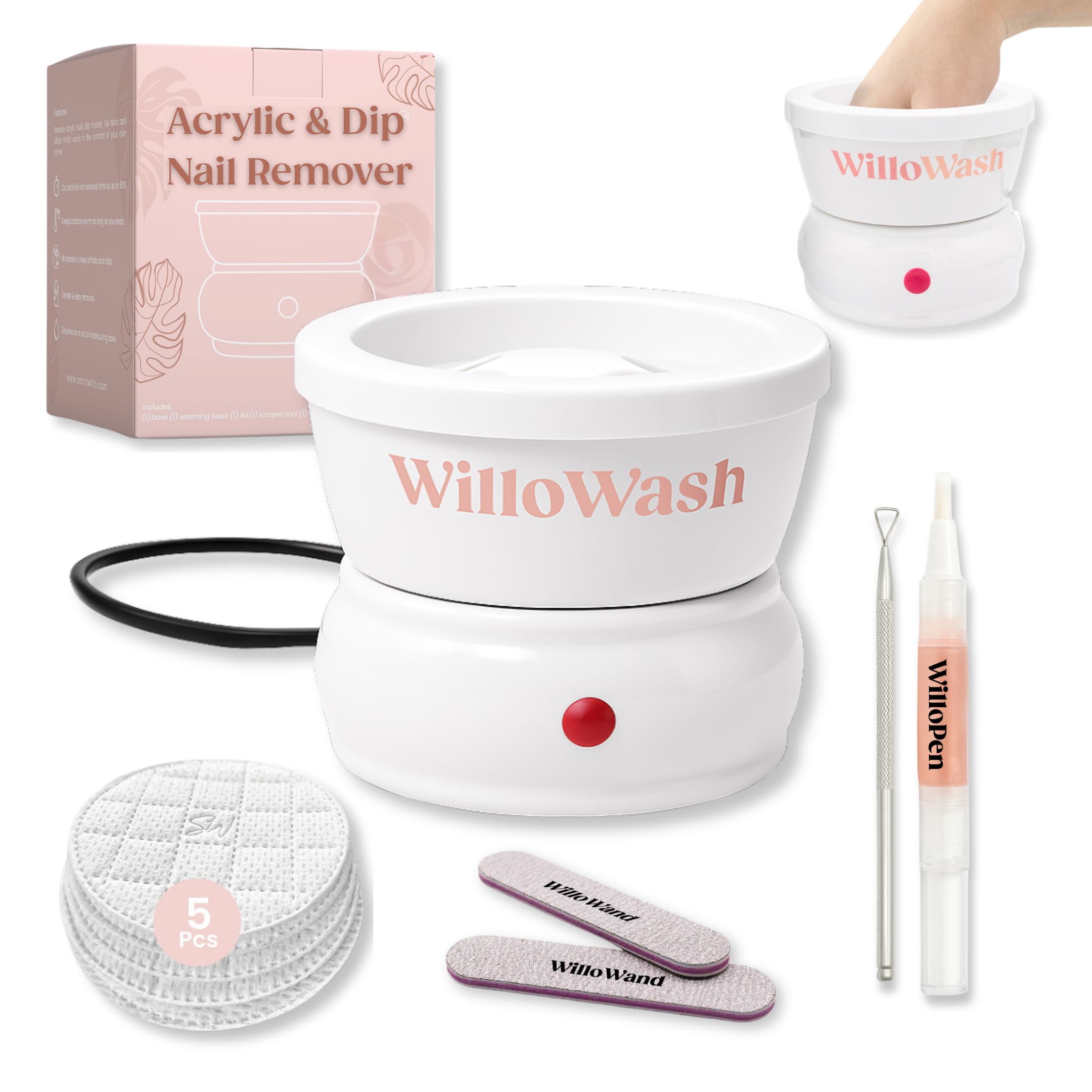 Saint Willo Willowash bowl with warmer for at-home acrylic removal.