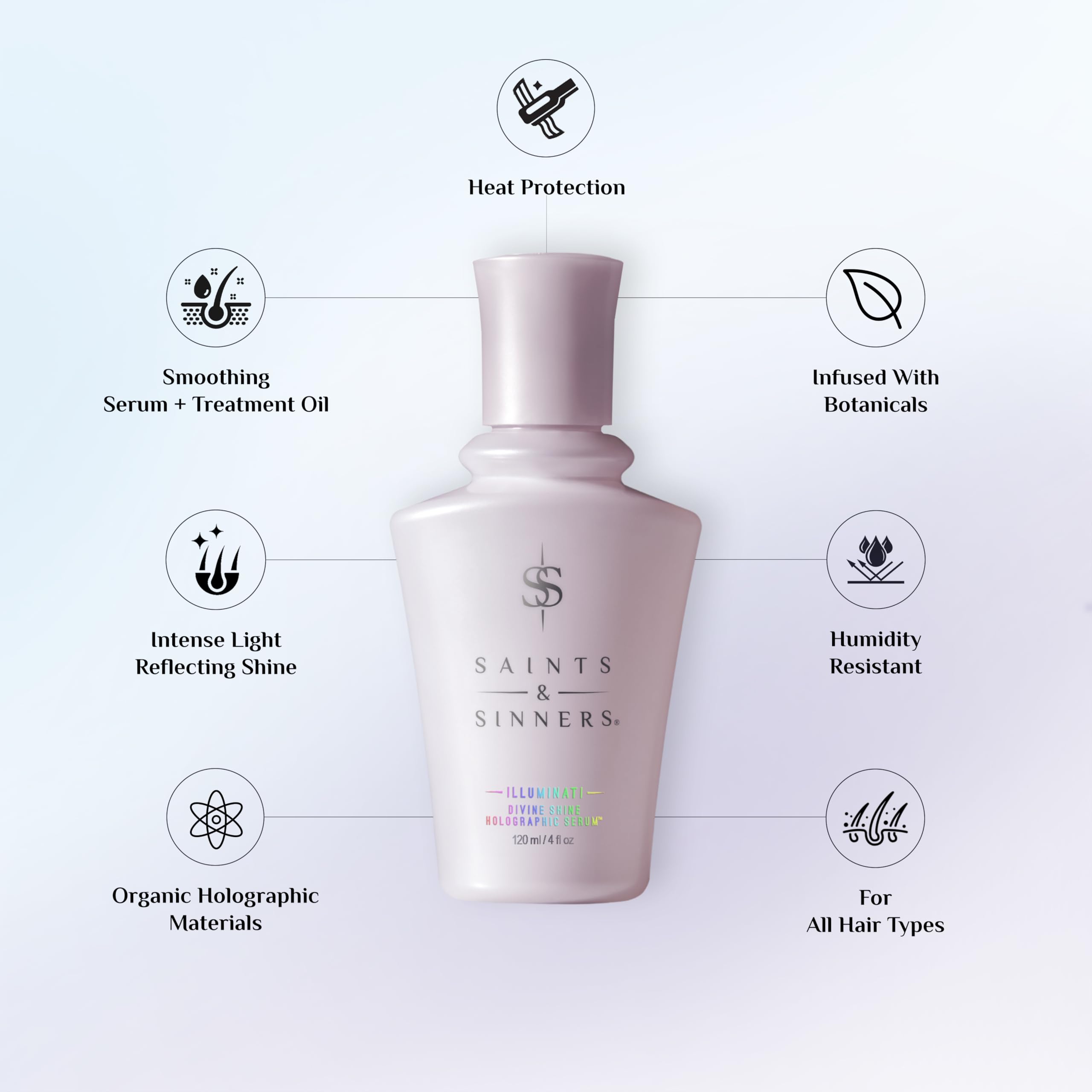 Saints & Sinners Illuminati Divine Shine serum pump demonstrates easy application for instant gloss.