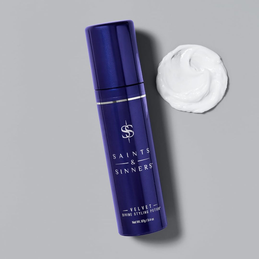 Saints & Sinners Velvet Divine heat protection demonstrates tool-safe styling.