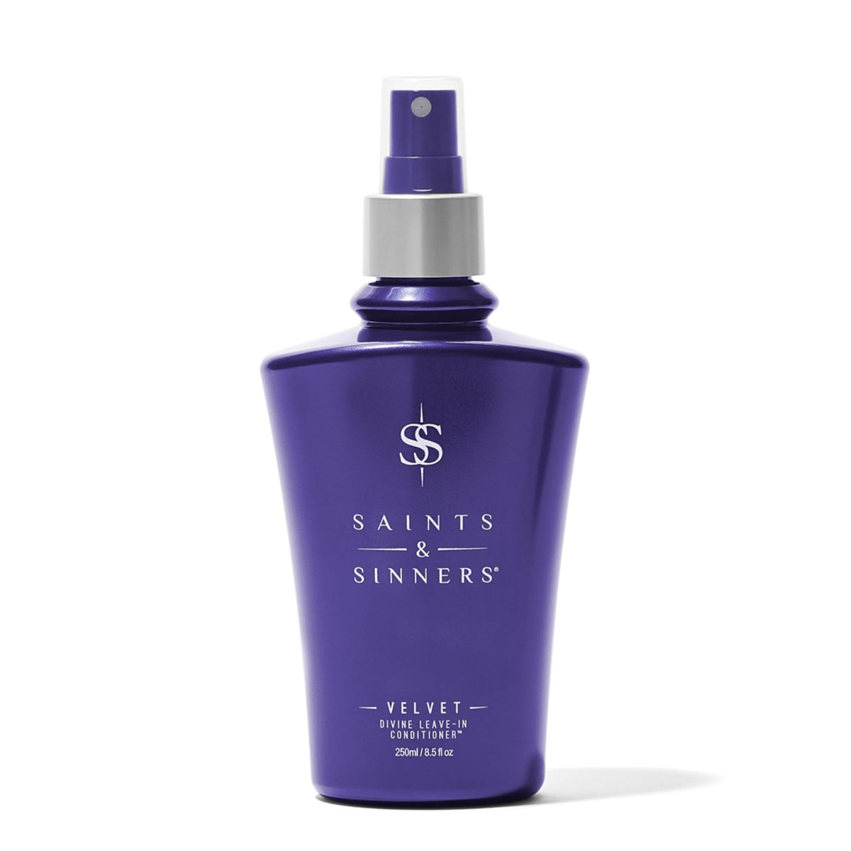 Saints & Sinners Velvet Divine leave-in bottle delivers lightweight hydration for frizz-prone hair.