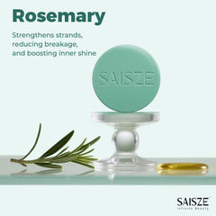 SAISZE rosemary-biotin bar shampoo-lather demonstrates rich cleansing in solid form.
