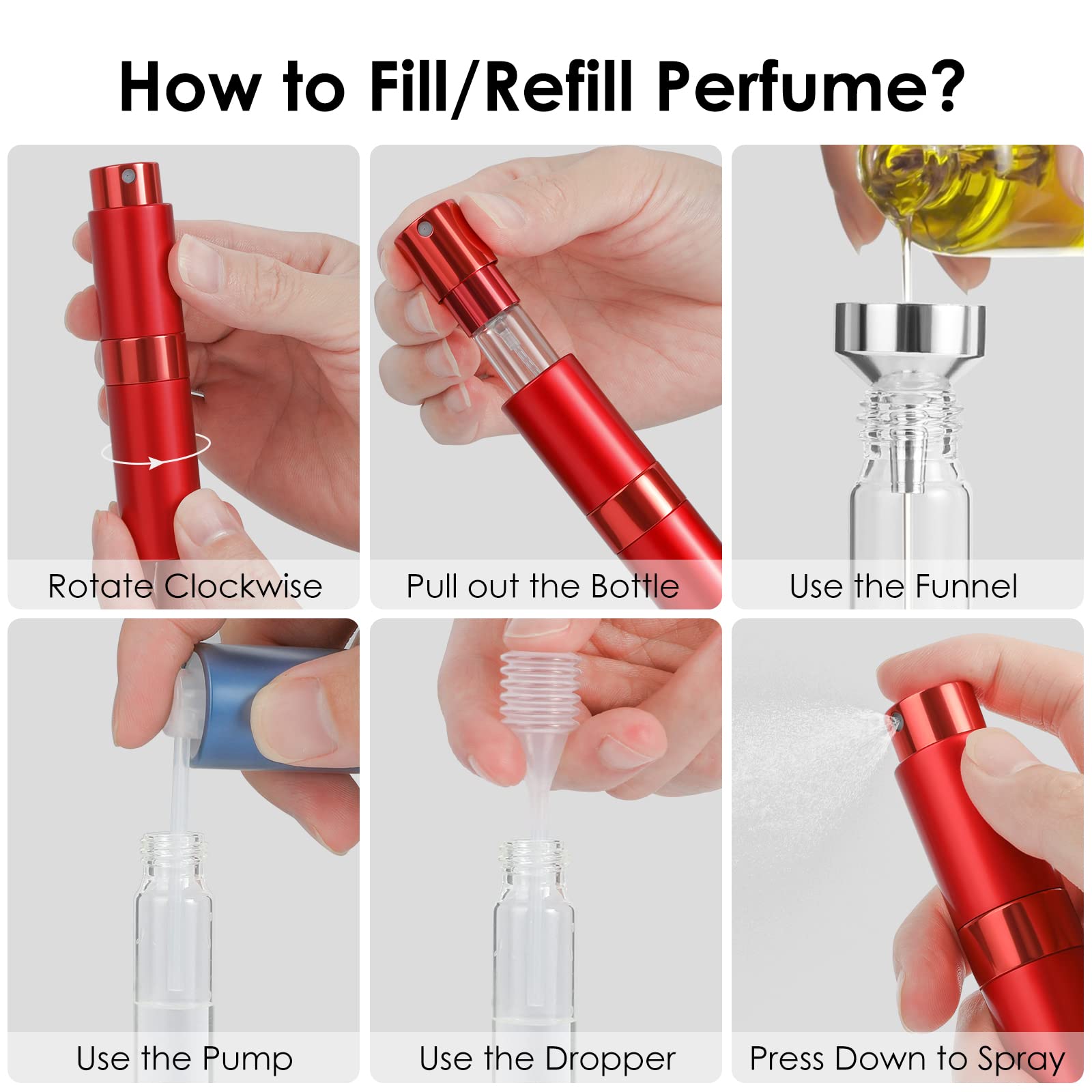 Saiveina refillable perfume bottles refilling made simple with funnel or dropper